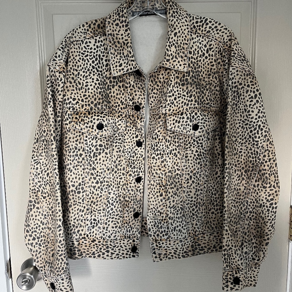 Alexander Wang Jean Denim Cheetah Print Jacket S